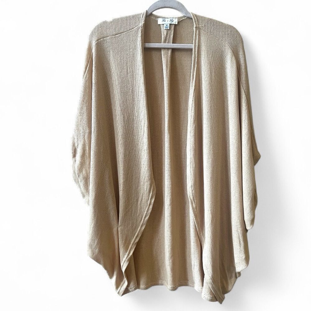 She &‎ Sky Cocoon Style Open Cardigan Size Medium-XL Gold NWOT